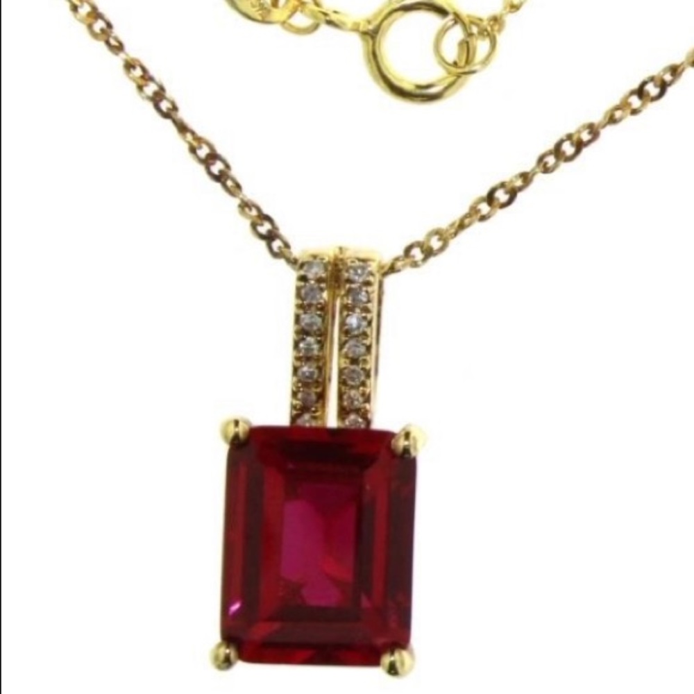 Radiant Cut Ruby & Diamond Necklace